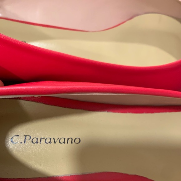 C.Paravano Red Pointy Bow Flats (Aida) Size 39 US 8.5 - Picture 5 of 6